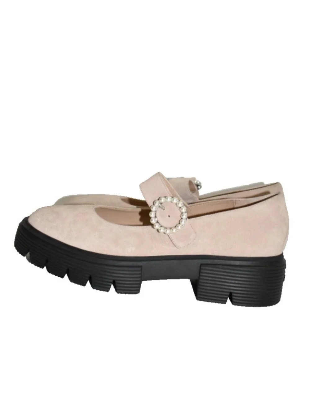 $600 STUART WEITZMAN NOLITA PLATFORM MARY JANE SABBIA NATURAL SUEDE 10 (PD17)